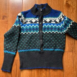 Blue and Gray Patterned Sweater